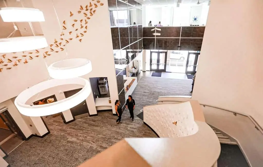 Overhead shot of Merchants Crn Foyer in Winnipeg, Manitoba