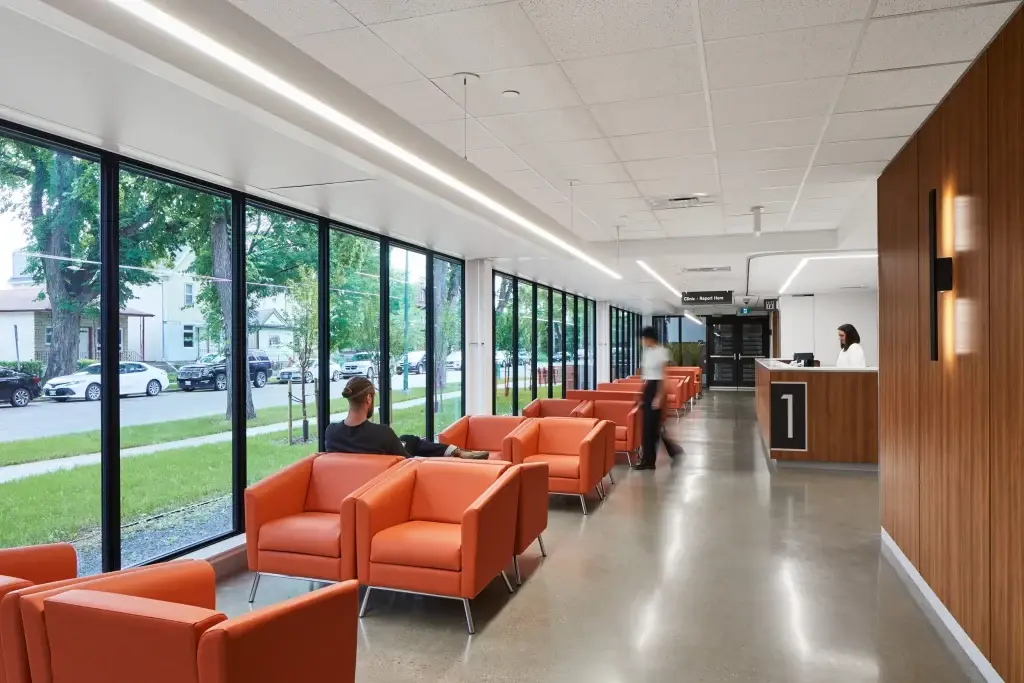Interior with sofa of the Ambulatory Care Clinic at Health Sciences Centre in Winnipeg