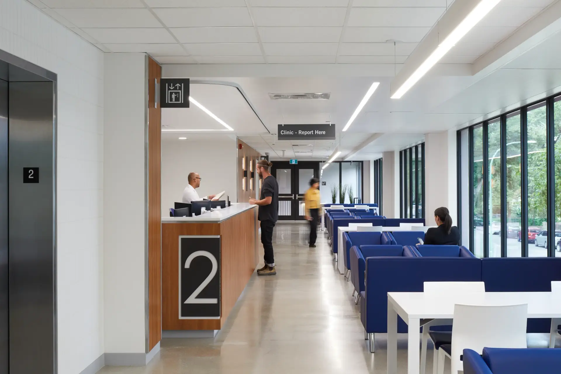 Interior of the Ambulatory Care Clinic at Health Sciences Centre within the waiting area in Winnipeg