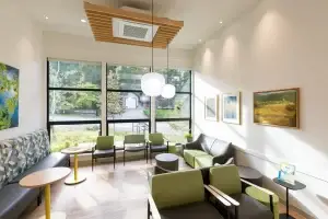 Bowen Island health centre exterior with large commercial windows